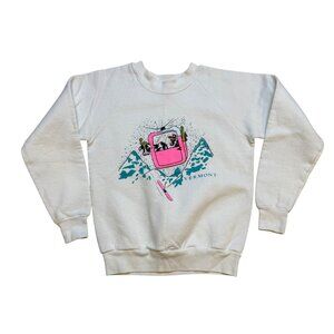 Vintage 90s Kids Vermont Graphic Sking Cows Crewneck Sweatshirt 10/12 M